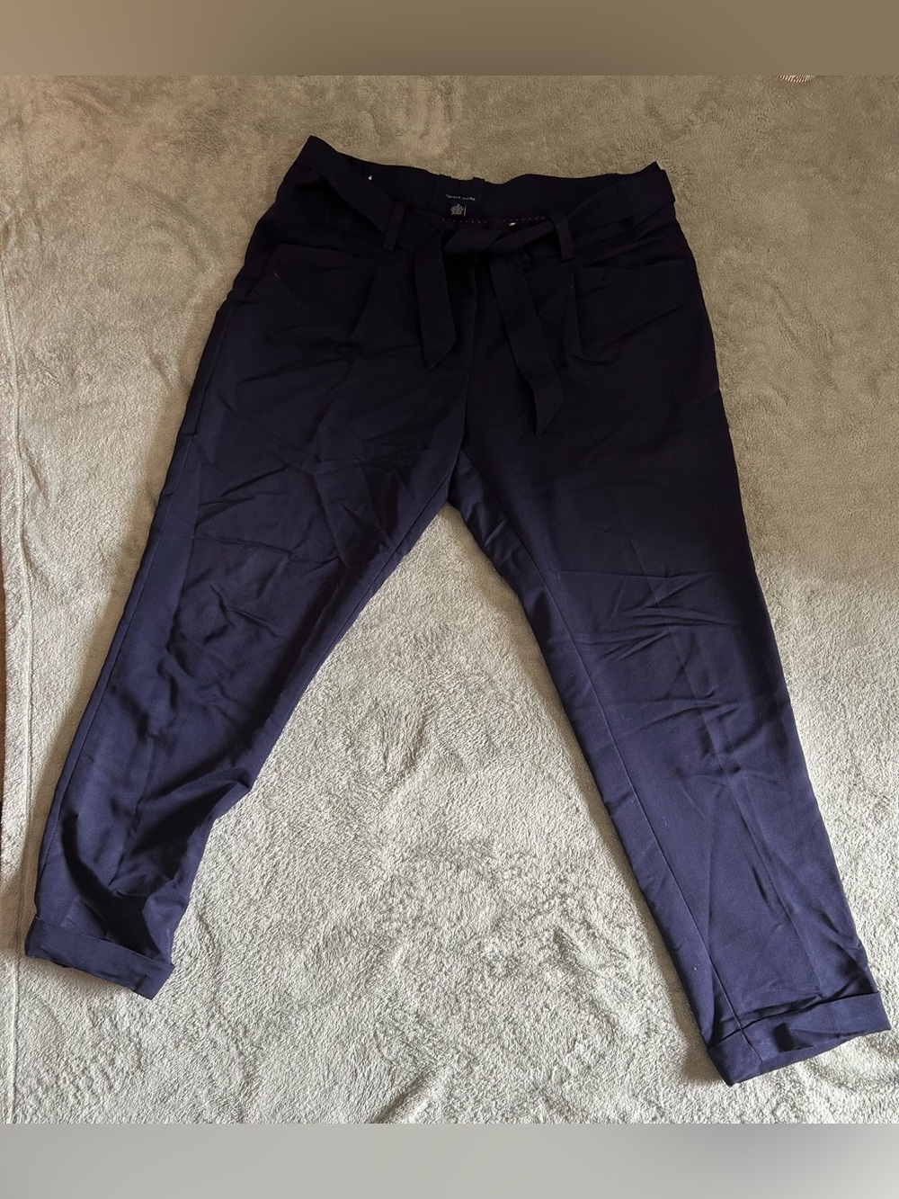 Tommy Hilfiger Navy Paperbag Waist Tie Pants